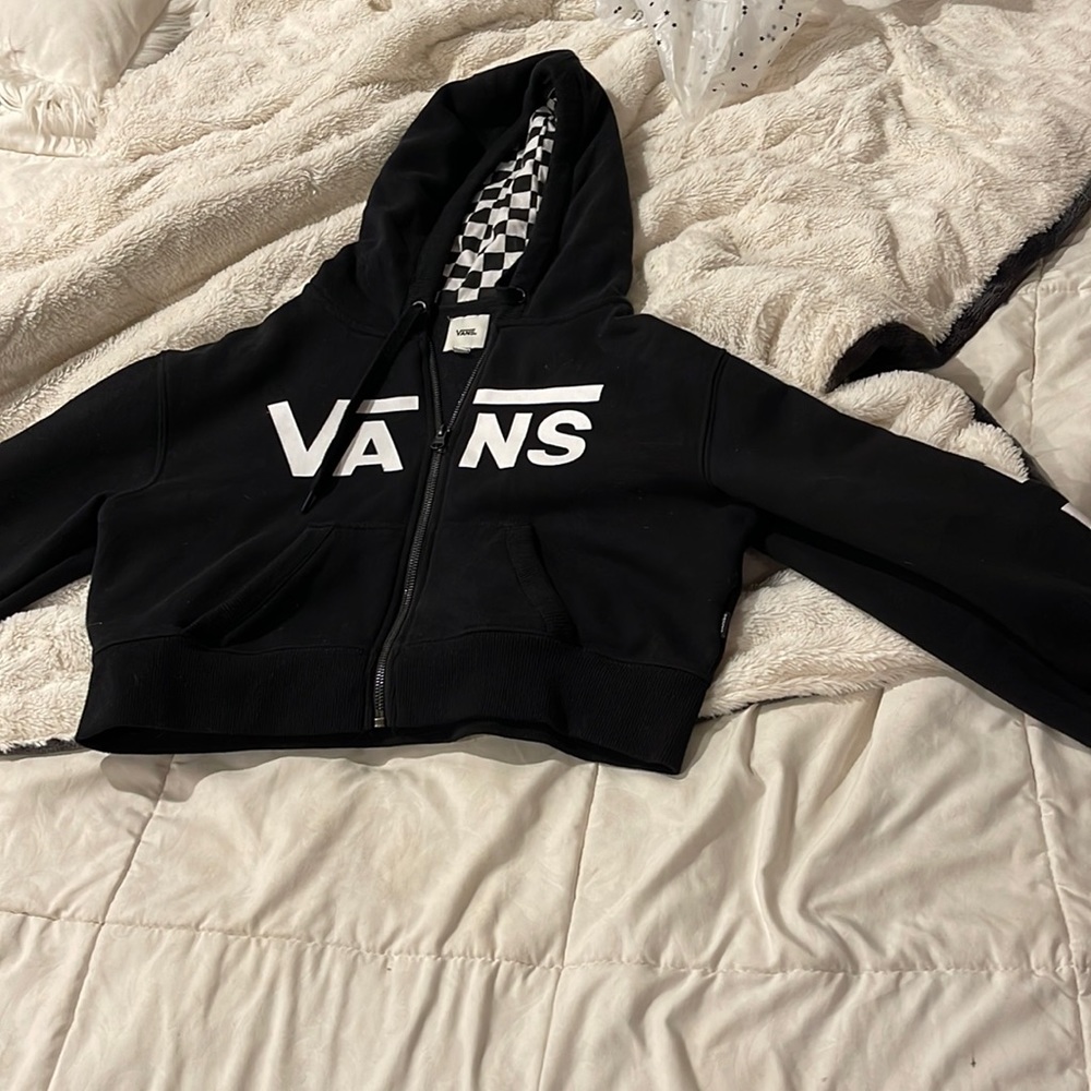 Size XS, Vans, black and checkered, cropped jacket